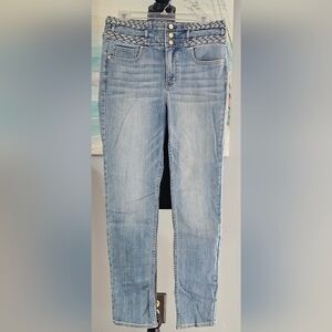 WHBM Extra High-Rise Braided Slim Ankle Jeans Sz 8 Long